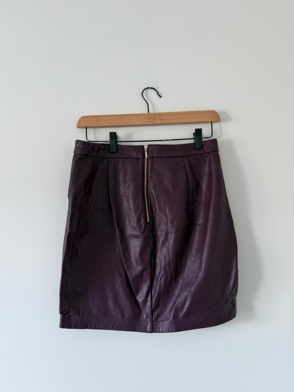Dynamite Plum Faux Leather Asymmetrical Mini Skirt (size medium) - Picture 3 of 4